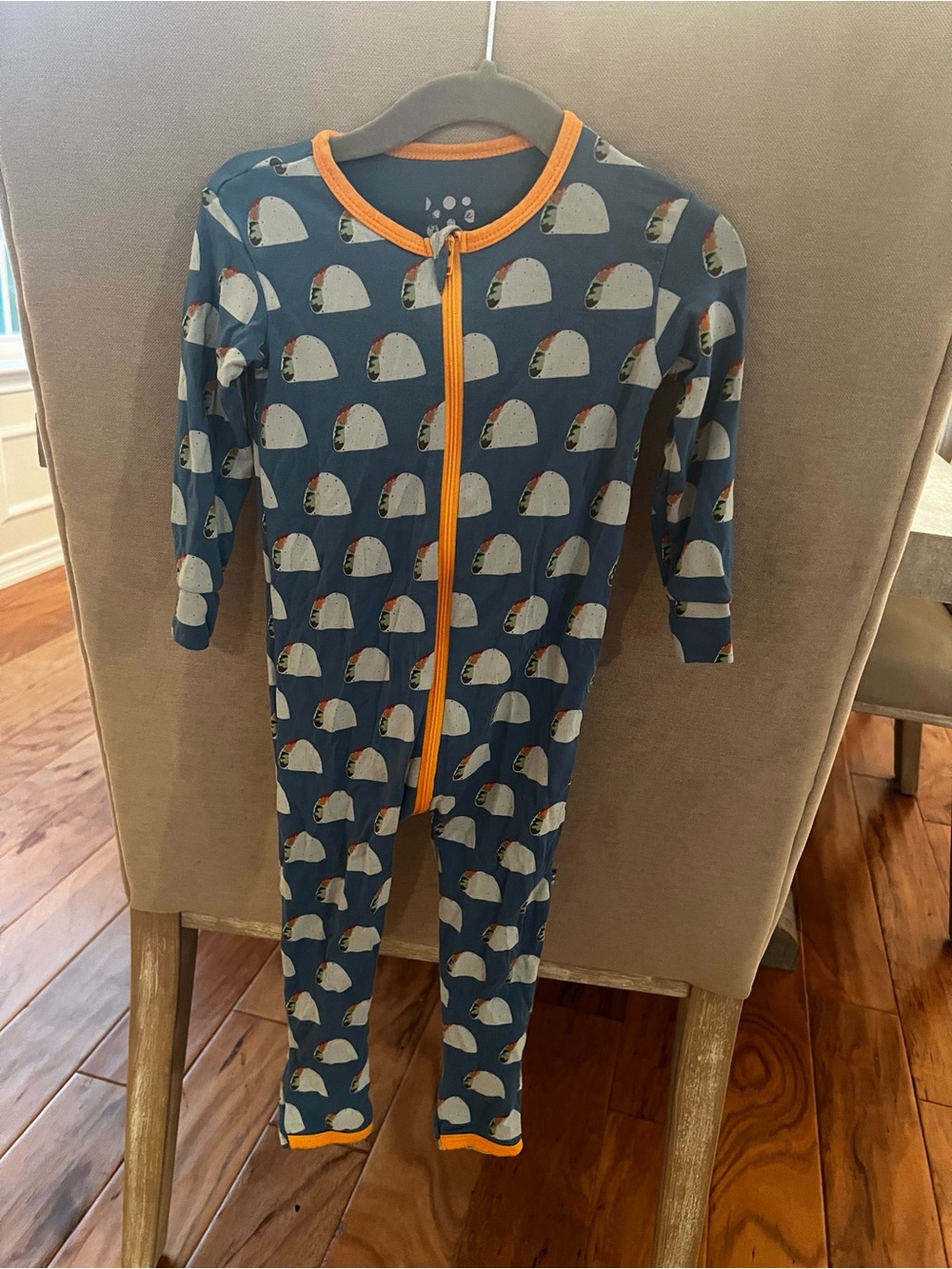 Kickee Pants Blue Taco Print Footie with Orange Trim 18-24m